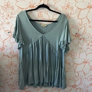 Teal flowy blouse